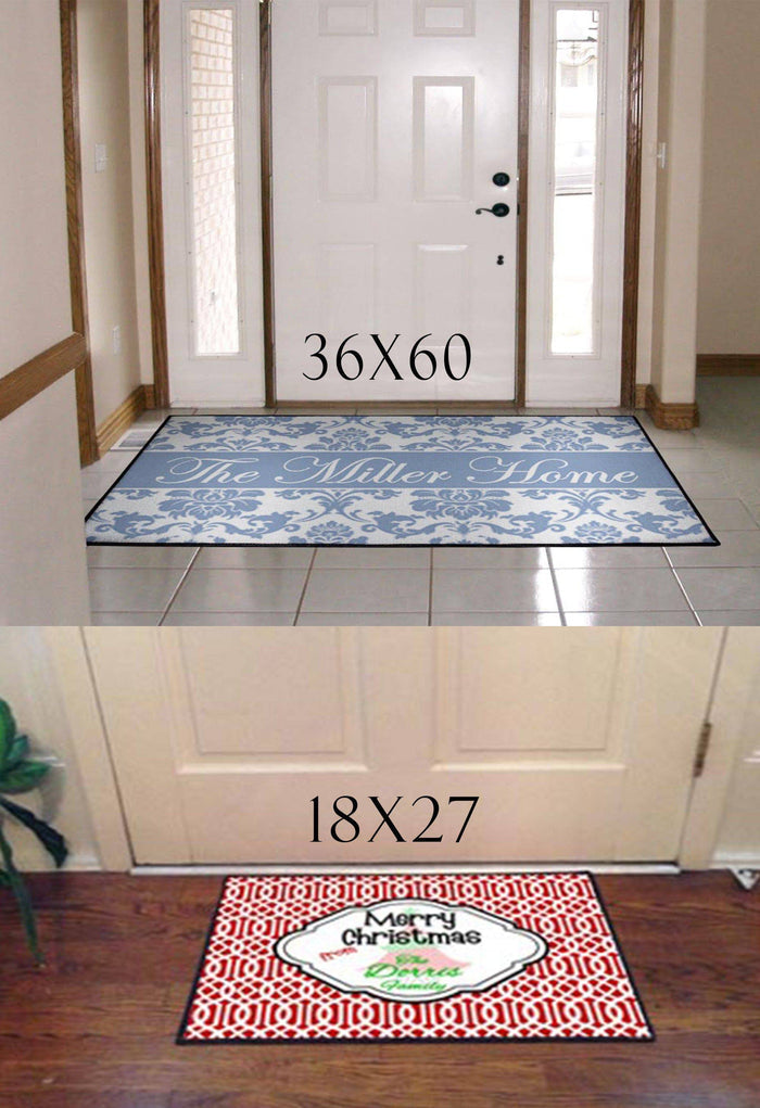 Personalized Farmhouse Doormat | Green Tractor | Door and Floor Rug | Rustic Beige | Farm Theme - Deja Blue Studios