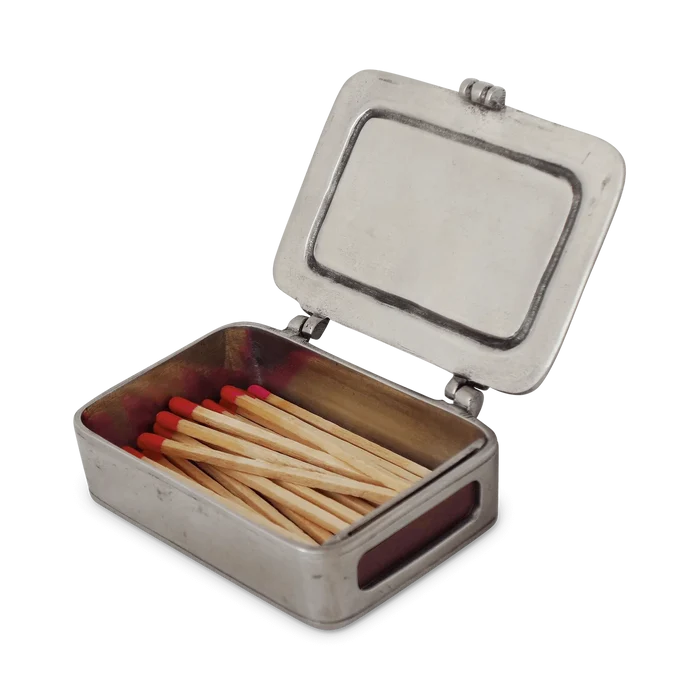 Pewter Match Box with Striker and Matches