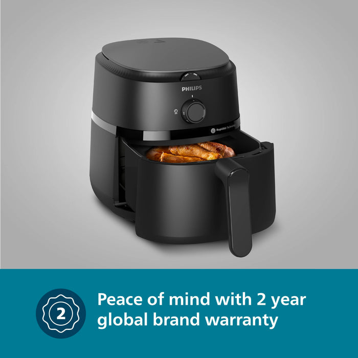 Philips Air Fryer NA120/00 showcasing its starfish design for even cooking.