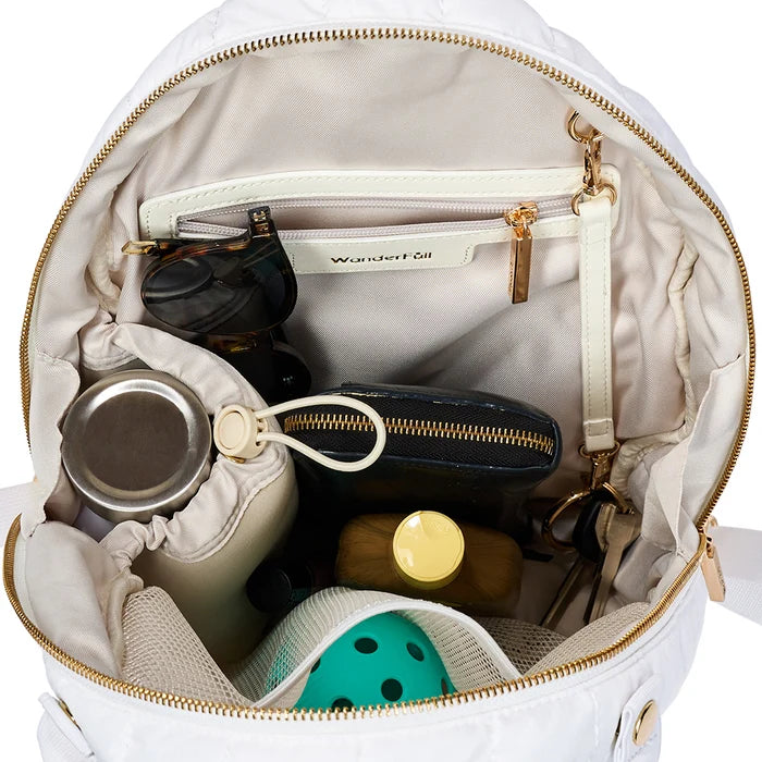 Pickleball HydroSling Bag with Removable Racquet Cover- White Ripstop With Pink Stripe
