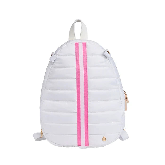 Pickleball HydroSling Bag with Removable Racquet Cover- White Ripstop With Pink Stripe