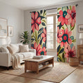 Pink Floral Botanical Pattern Window Curtains