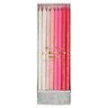 Pink Glitter Candles, Set of 24