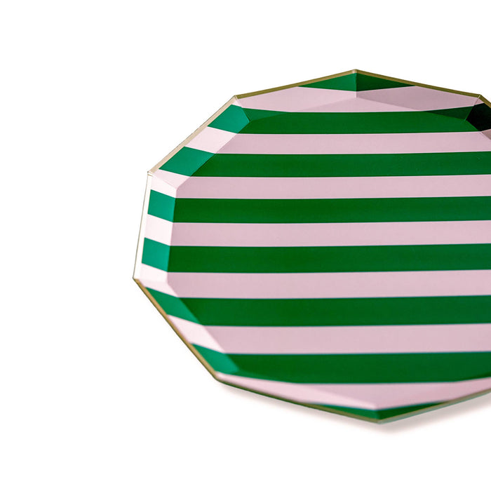 Pink & Green Stripe Plates
