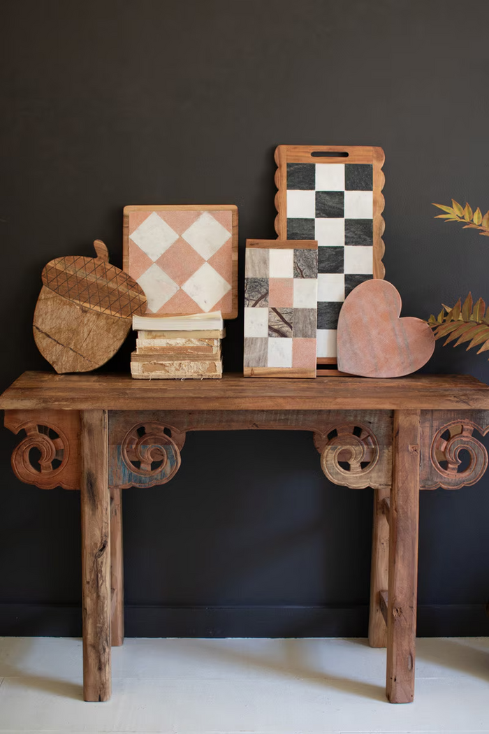 Pink Marble Heart Cheese Boards Box/2