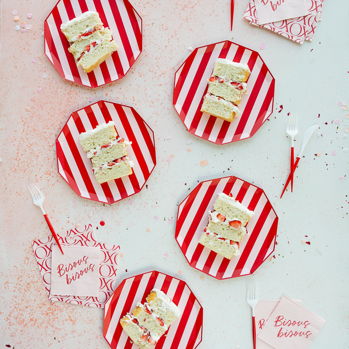 PINK & RED SIGNATURE CABANA STRIPE PLATES
