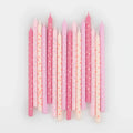 Pink Stars Candles, Set of 16