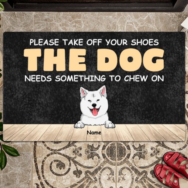 Please Take Off Your Shoes, Black Doormat, Personalized Dog Breeds Doormat, Home Decor, Gifts For Dog Lovers