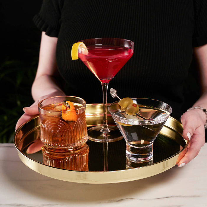Polished Gold Plated Round Serving Tray