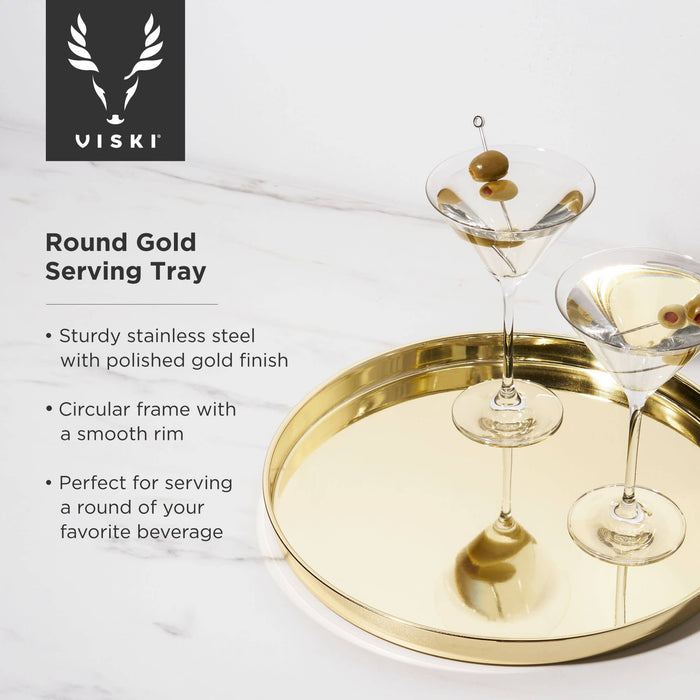 Polished Gold Plated Round Serving Tray
