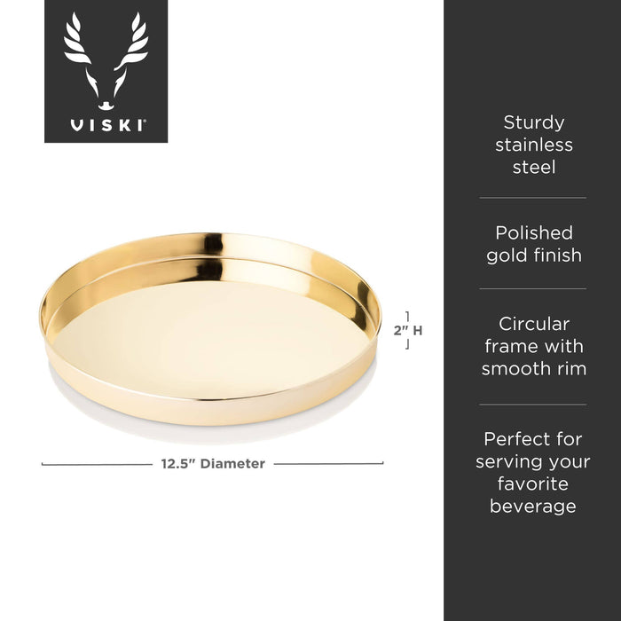 Polished Gold Plated Round Serving Tray
