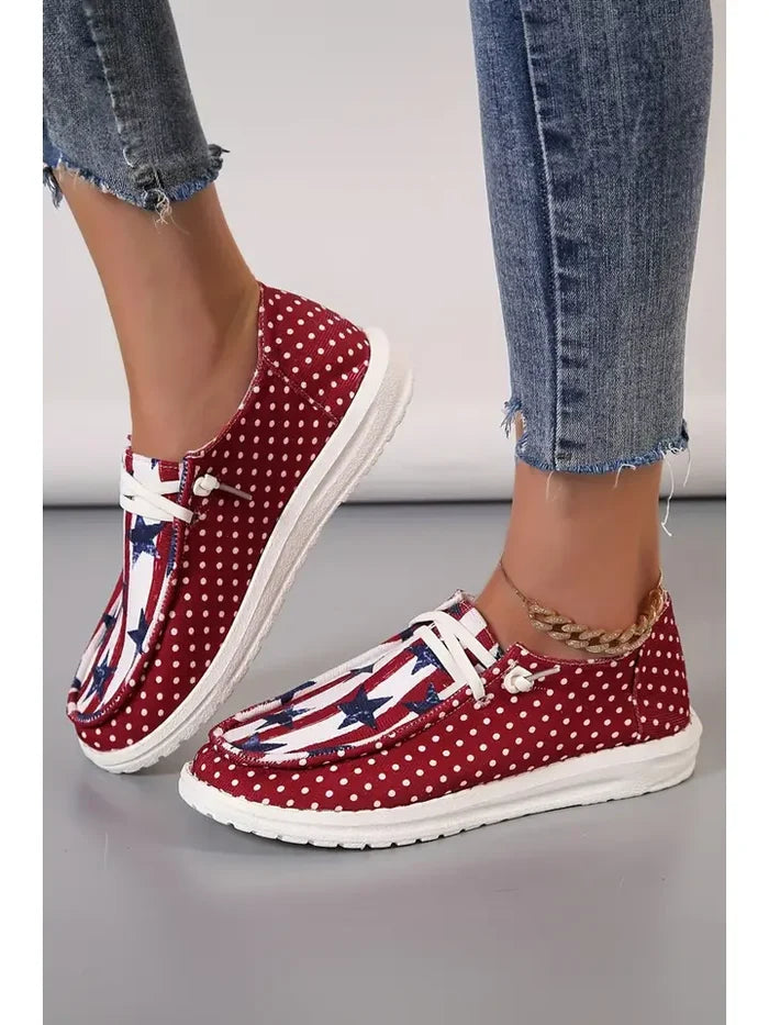 Polka Dot Stars and Stripes Independent Day Casual Shoes