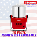 Ponmani Pearl Plus Mini Wet Grinder - 1.25L Capacity, Table Top Tilting Design, 150W Motor, 110Volts for use in USA & Canada only