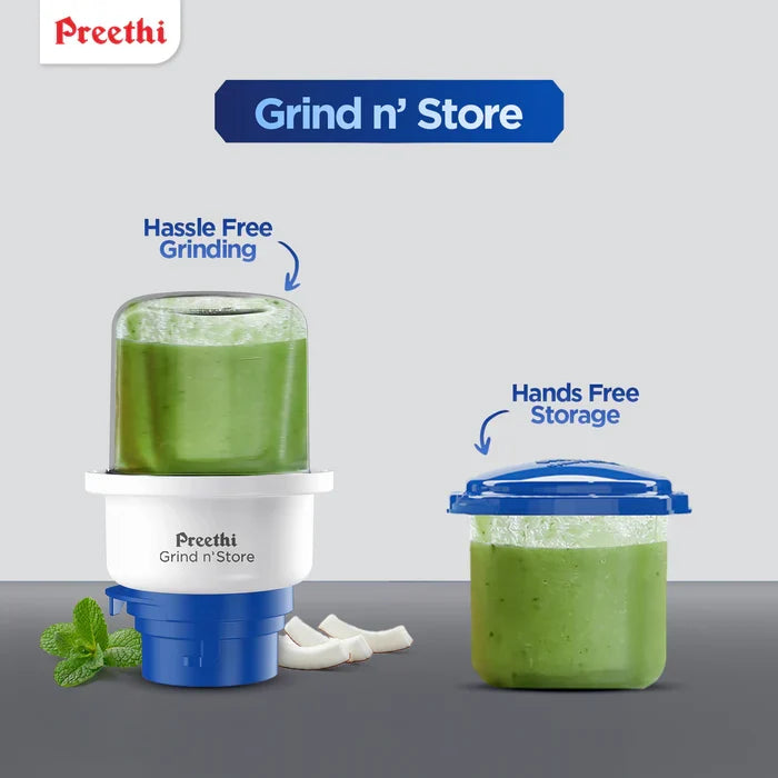 High power 750W Preethi mixer grinder with heat insulated jars and no screw design for easy cleaning
