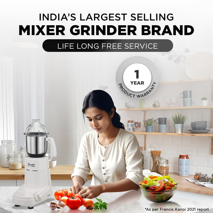 Preethi Eco Plus 110 Volts Mixer Grinder (For Use In Usa & Canada Only),White