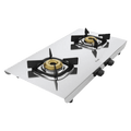 Preethi Glamsteel 2 Burner Gas Stove with stainless steel finish and brass burners