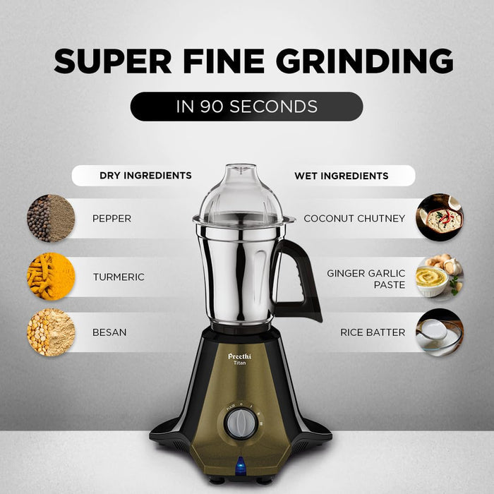 Top view of Preethi Titan Mixer Grinder showcasing its ergonomic design