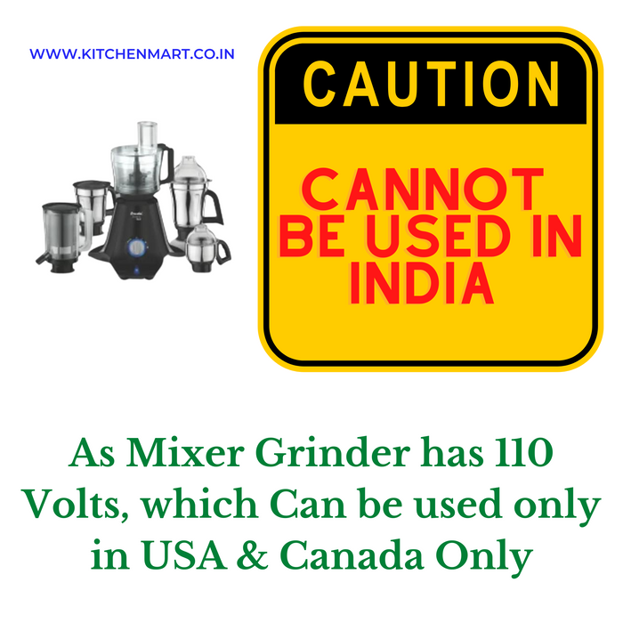 Preethi Zodiac BLACK  550-Watt Mixer Grinder with 5 Jars (110 Volts for use in USA & Canada only)