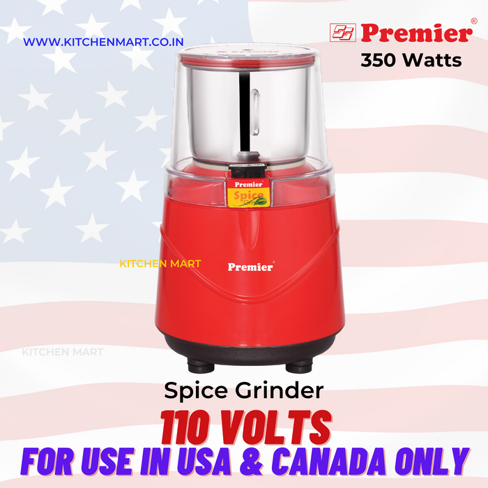 Premier Spice Grinder 🌶️ – Powerful 350W Electric Grinder ⚡ for Coffee Beans ☕, Spices 🍛, and More – Stylish Red Finish ❤️ with Clear Lid 🔍 - 110 volts for USA and Canada only