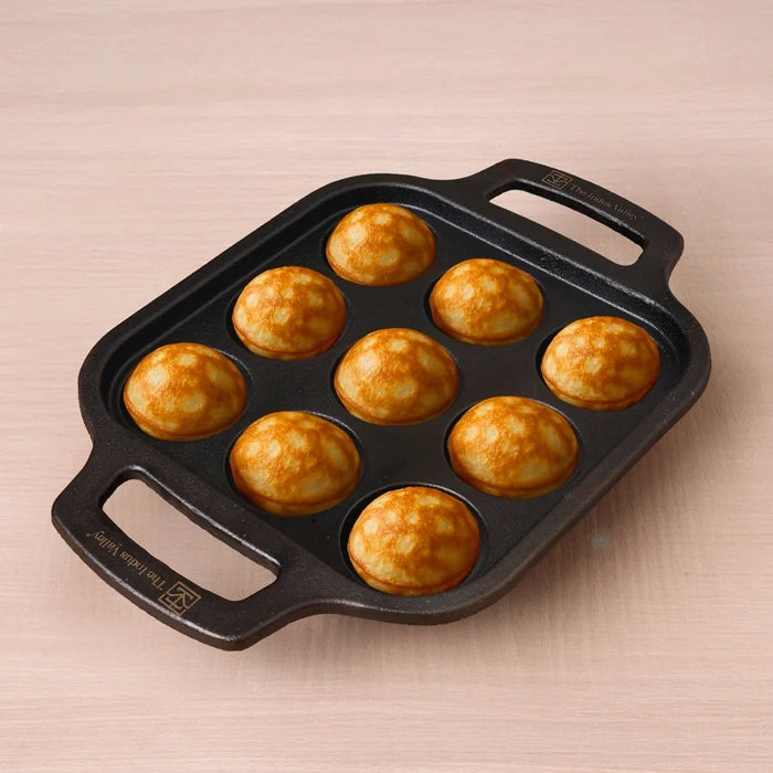 Premium CASTrong Cast Iron Paniyaram Pan 18.7cm, Pre-seasoned, Nonstick, 100% Pure, Toxin-free 1.6kg