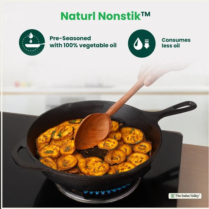 Premium CASTrong Cast Iron Premium Fry Pan 26.2cm, Pre-seasoned, Naturally Nonstick, 100% Pure, Toxin-free, Medium 2.5kg