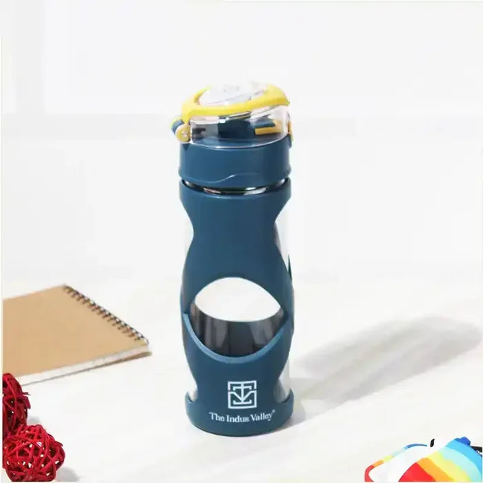 Premium Pro-hydro Borosilicate Glass Bottle 500ml| Removable Filter | Dark blue, Light blue