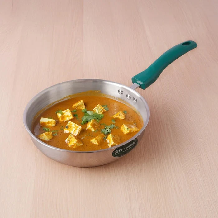 Premium Stainless Steel Impact Bonded Fry Pan | 3-Layer Bottom | Induction & Gas Compatible | 22cm / 24cm
