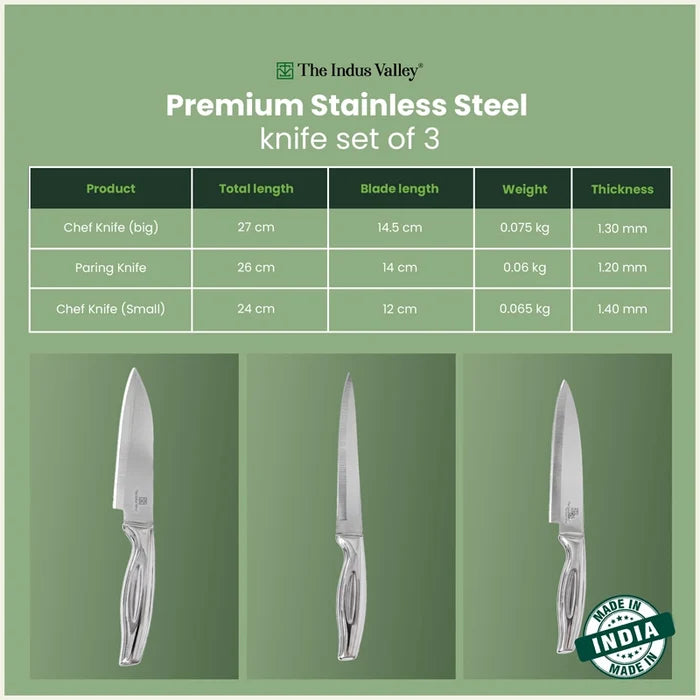 Premium Stainless Steel Knife Set of 3