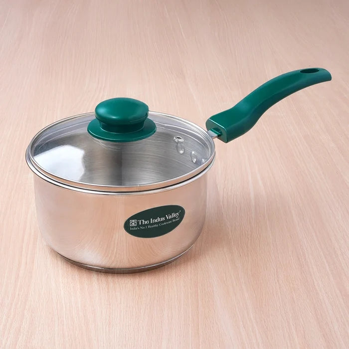 Premium Stainless Steel Saucepan | Impact Bonded 3-Layer Bottom | Induction & Gas Compatible 16cm