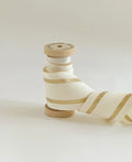 Premium Wood Spool Striped Ribbon, Natural/Gold