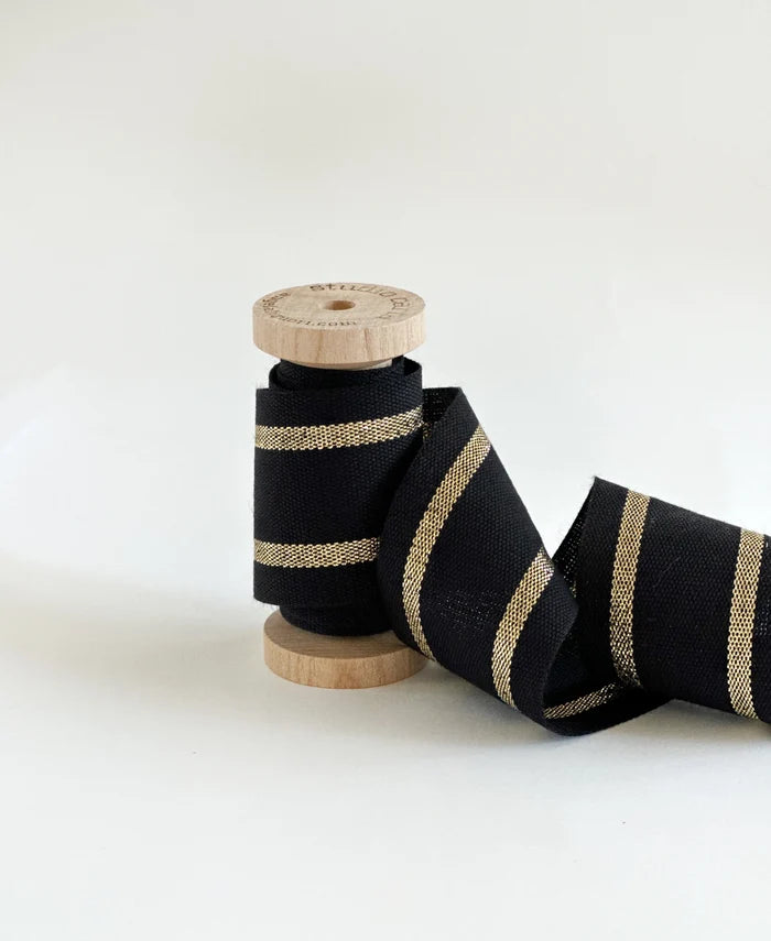 Premium Wood Spool Striped Ribbon