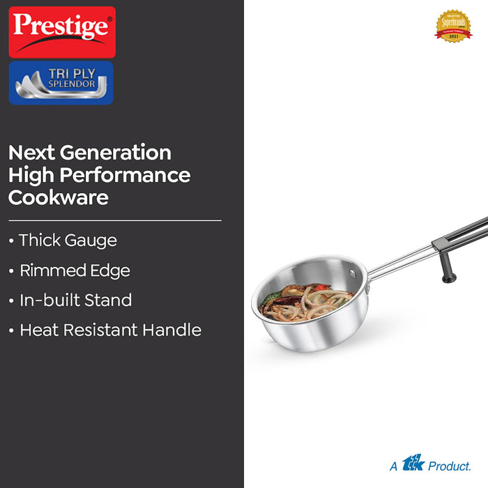 Professional tadka pan with heat resistant handle and pouring rim