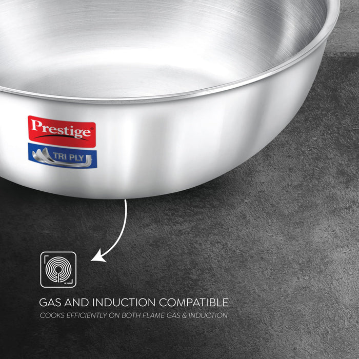 Prestige 6 PC Tri ply Tasla Kadai Set | 304 Food Grade Stainless Steel