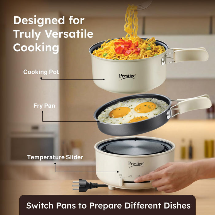 Prestige Electric Omnipot non-stick cooking pot separated from the base showing the interior coating