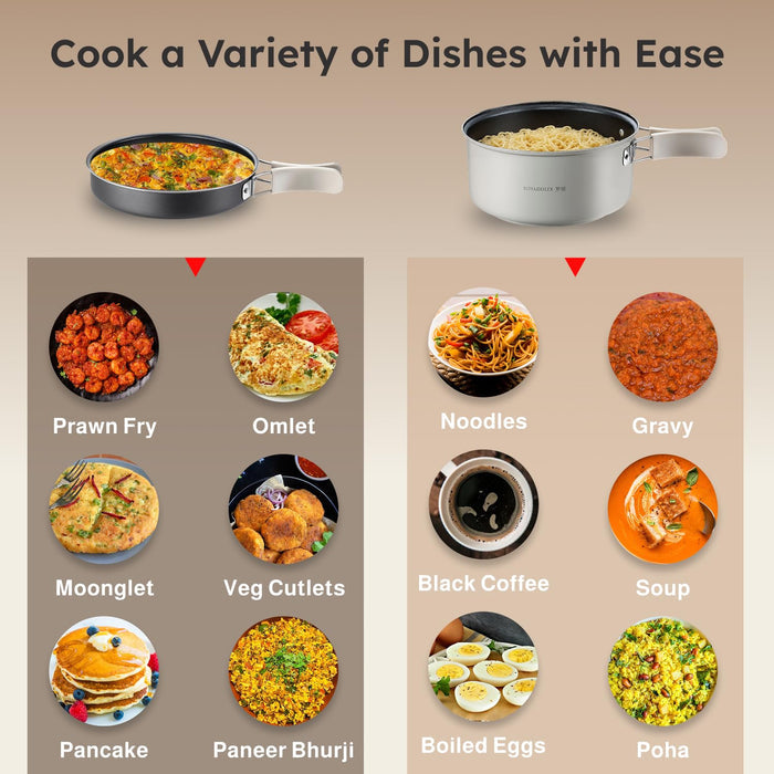 Prestige Electric Omnipot non-stick fry pan placed on the 1000W electric base