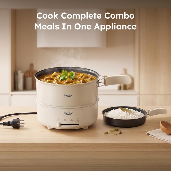 Prestige Electric Omnipot 1.3 litre compact electric cooker packed for travel