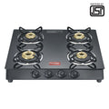 Prestige Marvel Plus Glass 4 Burner Gas Stove (Black) (ISI Certified) - KITCHEN MART
