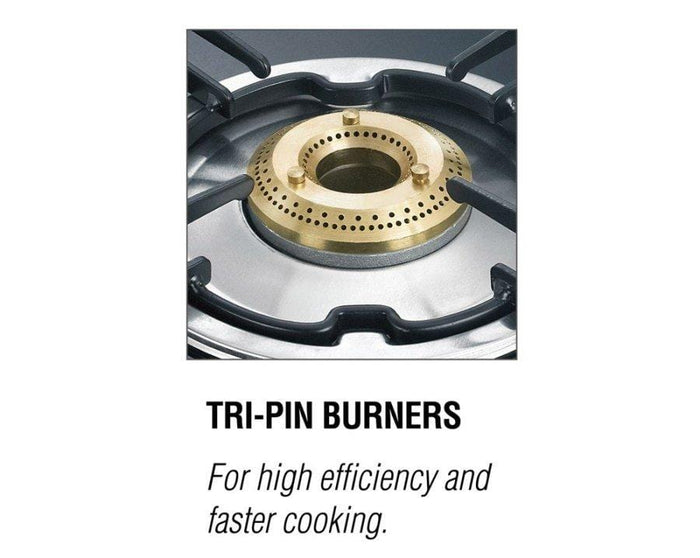 Prestige Marvel Plus Glass 4 Burner Gas Stove (Black) (ISI Certified) - KITCHEN MART