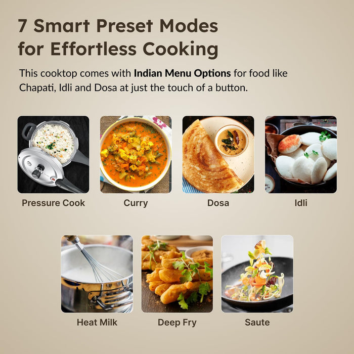 Prestige 1900 watt induction cooktop touch control panel and timer