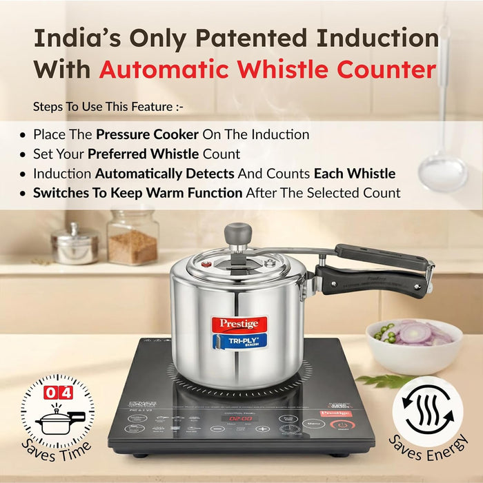 Prestige PIC 6.1 V3 cooking dosa on non-stick tawa in modern Indian kitchen