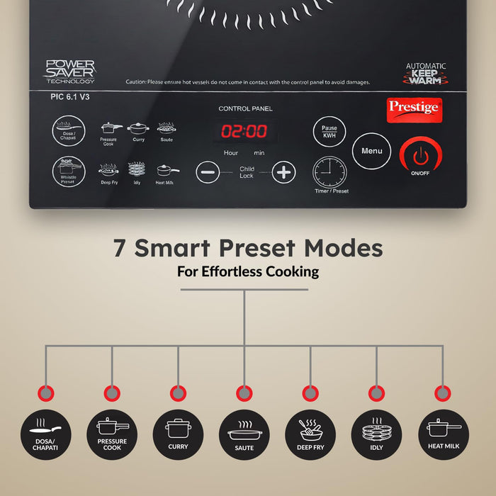 Prestige PIC 6.1 V3 close-up of feather touch control panel and LED display