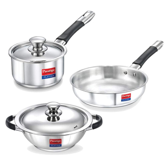 Prestige Platina Stainless Steel Casserole With Lid - KITCHEN MART