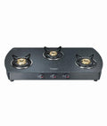 Prestige Premia Schott Designer Series GlassTop, 3 Burner Gas Stove, Black (GTS 03D) - KITCHEN MART