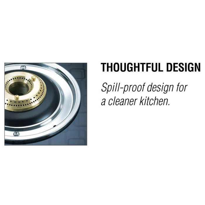 Prestige Premia Schott Designer Series GlassTop, 3 Burner Gas Stove, Black (GTS 03D) - KITCHEN MART