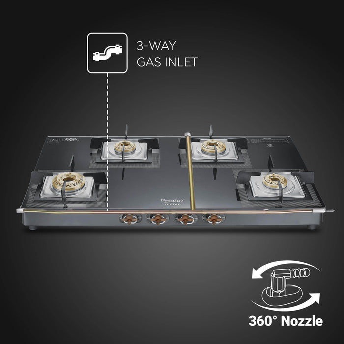 Jumbo Brass Burners for Efficient Cooking on Prestige Gas Stove
