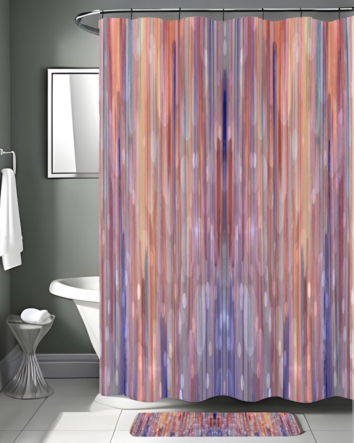 Purple Vertical Watercolor Stripe Pattern Shower Curtain