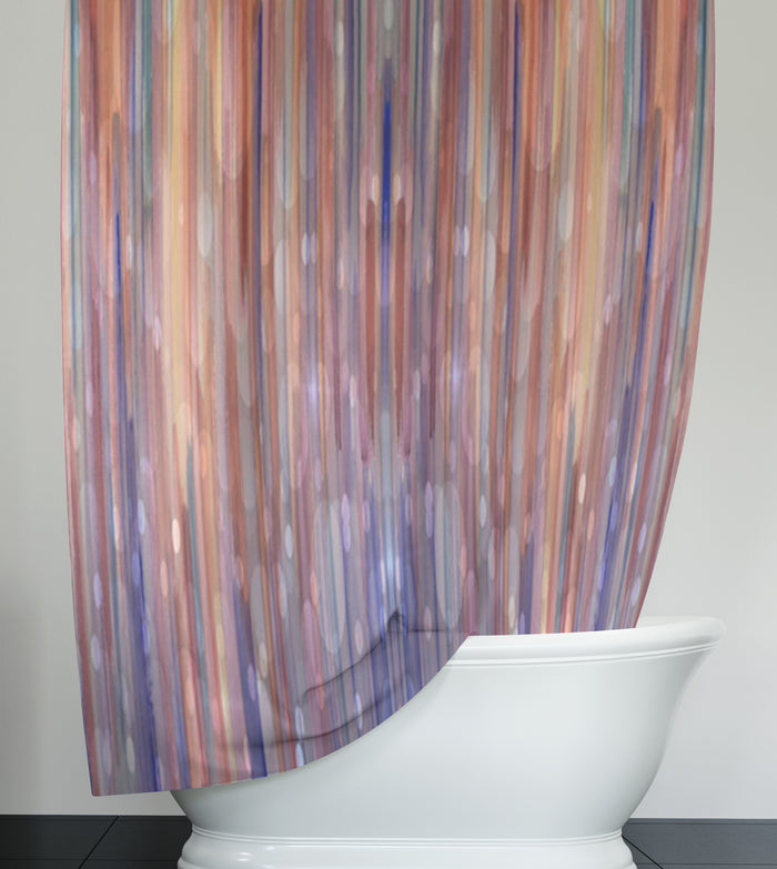 Purple Vertical Watercolor Stripe Pattern Shower Curtain