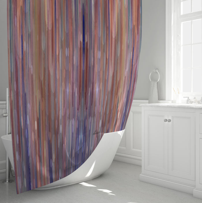 Purple Vertical Watercolor Stripe Pattern Shower Curtain