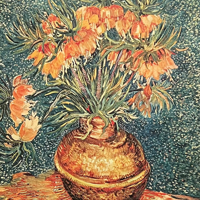 Rare Vintage 60s Van Gogh Fritillaries in a Vase Floral Art Print at Golden Rule Gallery in Excelsior, MN