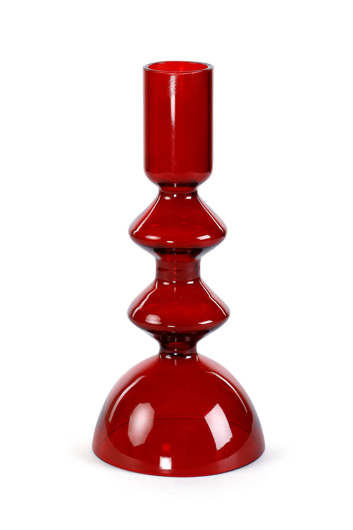 Red Retro Glass Candle Holder
